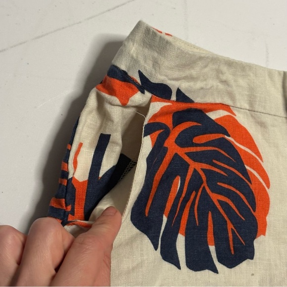 Lucky Brand Leaf Print Women Shorts - Orange and Navy - Picture 3 of 9